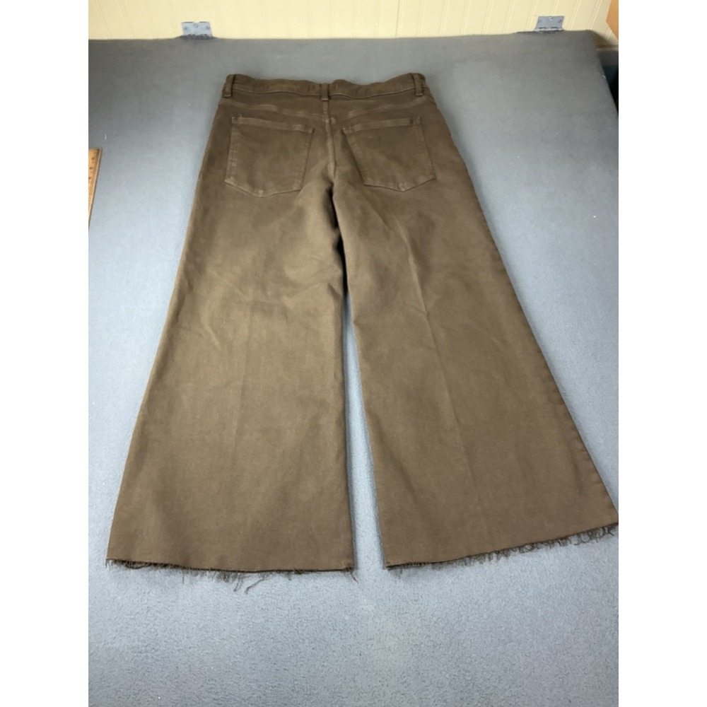 Madewell Flared Wide-Leg Jeans Womens 32 Brown Olive Raw Hem High Rise NW267 - Picture 11 of 12